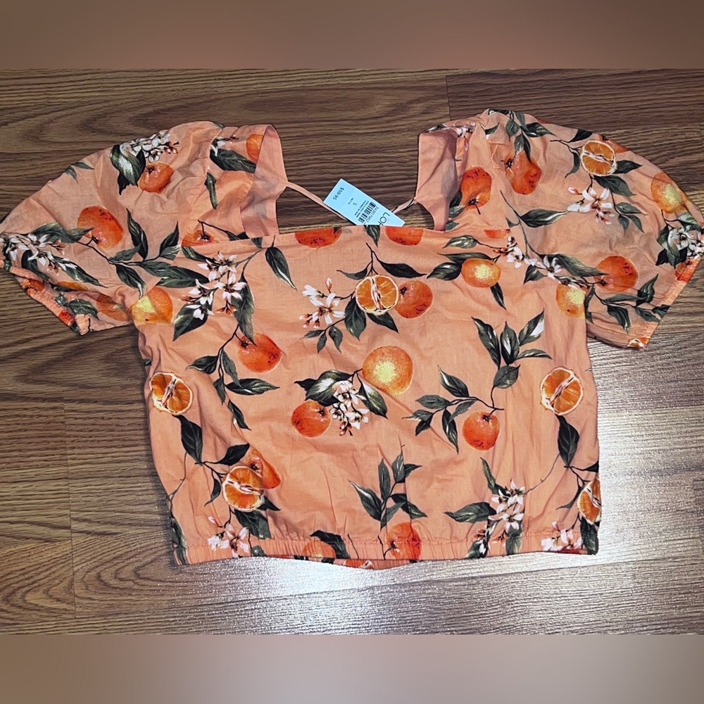 Petite Orange Harvest Criss Cross Back Cropped Top